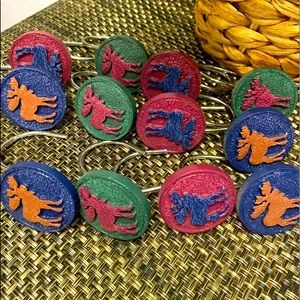 Colorful Elk shower curtains hooks